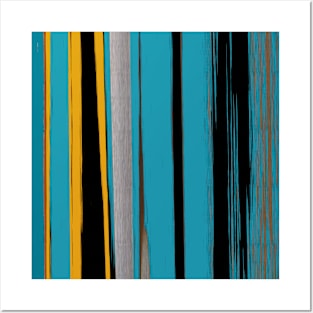 Turquoise And Black - Abstract Art Stripes Posters and Art